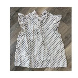 Voy Large Polka Dot Ruffle Blouse Cottagecore Prairie Dainty Feminine Top